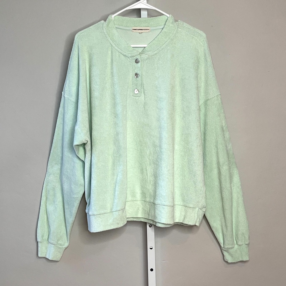 Stoney Clover Lane Donni Terry‎ Cloth Sweatshirt Pastel Green XXL Cozy Luxury